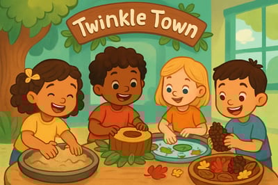 Children enjoying tactile, nature-inspired activities at Twinkle Town